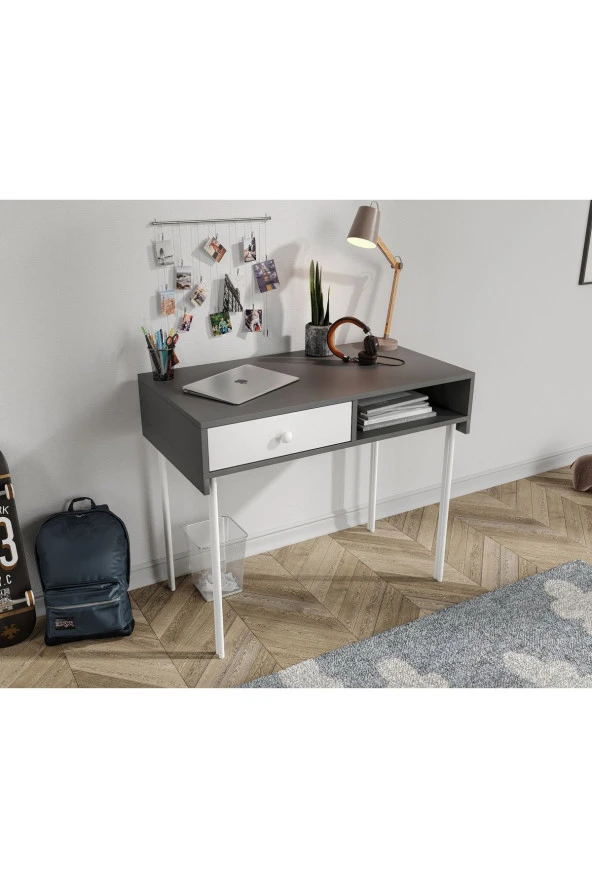 MERLİN MOBİLYA Major Antrasit Duvara Monte Çalışma Masası Ve Üst Modül - 4