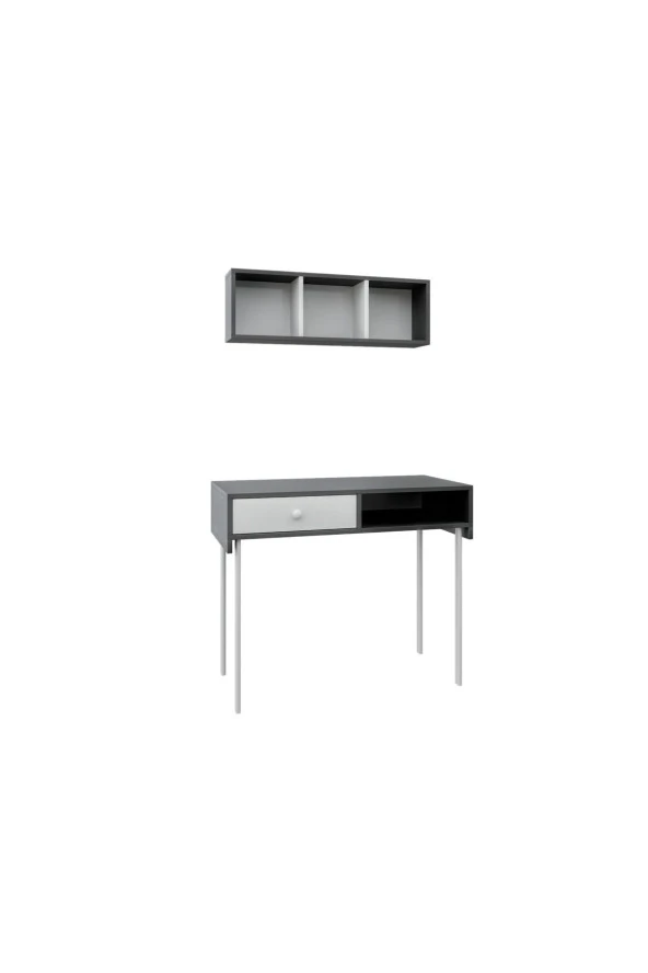 MERLİN MOBİLYA Major Antrasit Duvara Monte Çalışma Masası Ve Üst Modül - 7