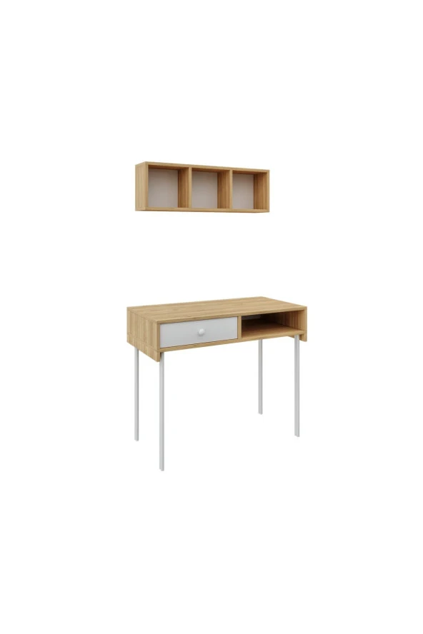 MERLİN MOBİLYA Major 2 Parçalı Bambu Duvara Monte Çalışma Masası - 7