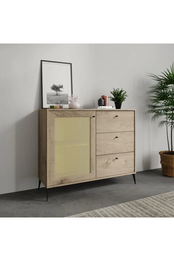 MERLİN MOBİLYA Diamond 3 Çekmeceli 5 Bölmeli Hazeran Konsol (120CM) - 2