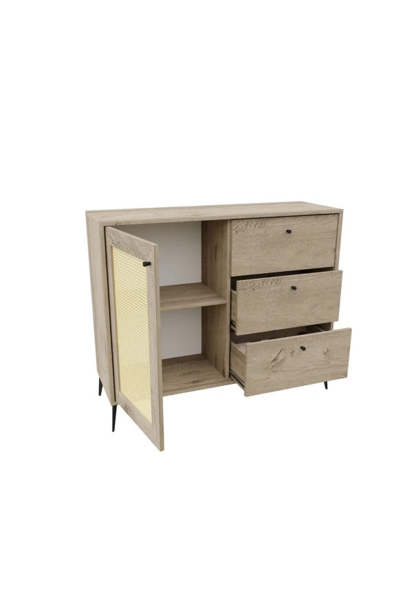 MERLİN MOBİLYA Diamond 3 Çekmeceli 5 Bölmeli Hazeran Konsol (120CM) - 5