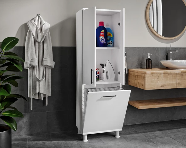 MERLİN MOBİLYA Oskar Kirli Sepetli Banyo Dolabı - 5