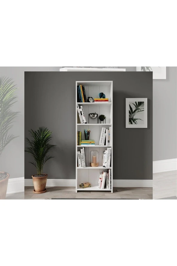 MERLİN MOBİLYA Merlin Mobilya Mikro Dekoratif Kitaplık 5' BEYAZ