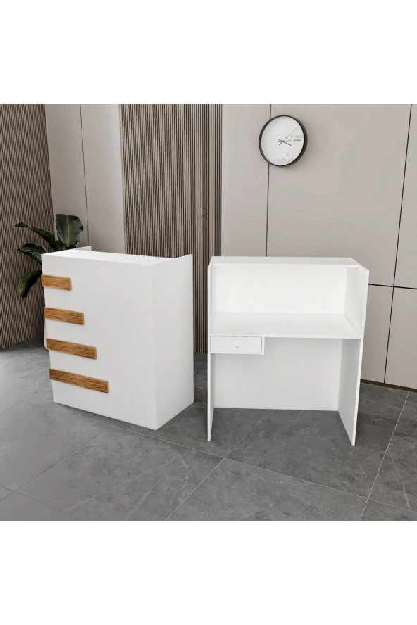 MERLİN MOBİLYA HAPPY TEK ÇEKMECELİ BAMBU-BEYAZ BANKO - 4