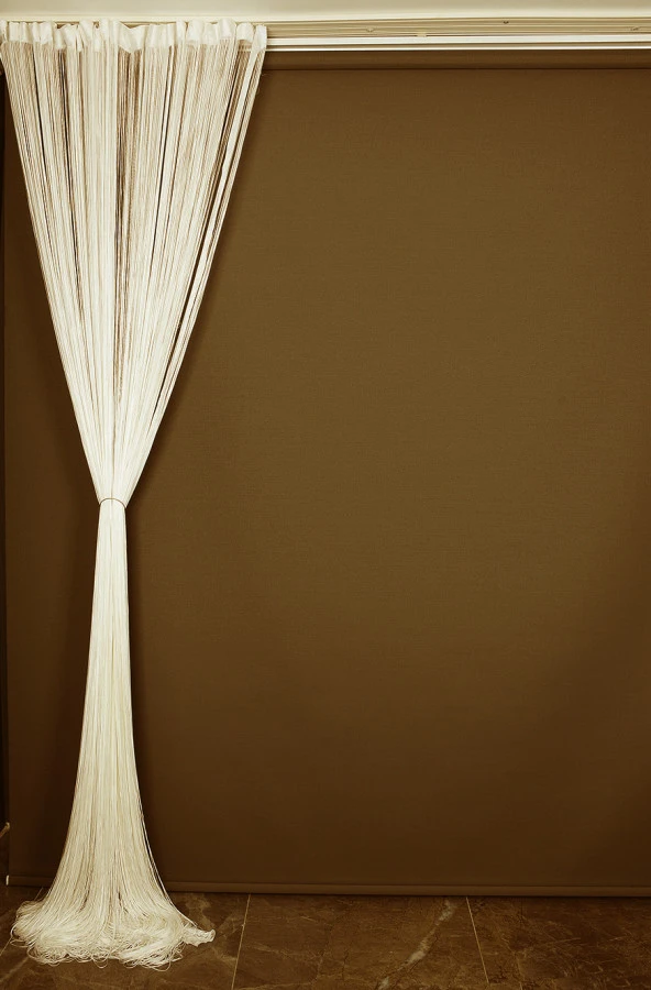İP ZİNCİR KREM RENK RUSTİK EN 100 CM BOY 280 CM HAZIR İP PERDE - Resim 9