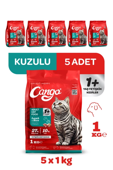 Cango Yetişkin Kedi Maması Kuzu Etli 1 Kg 5'li - 2