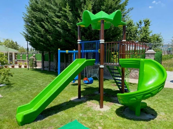 Çocuk Oyun Parkı Bir Kuleli, İki Kaydıraklı 5.5x4.5m - 5