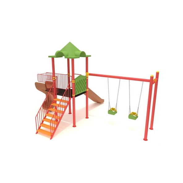 Çocuk Oyun Parkı Bir Kuleli, İki Kaydıraklı 5.5x4.5m - 3