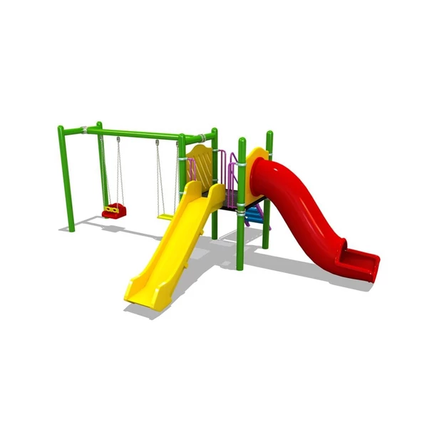 Çocuk Oyun Parkı İki Kaydıraklı, Salıncak İlaveli 6.5x4.5m