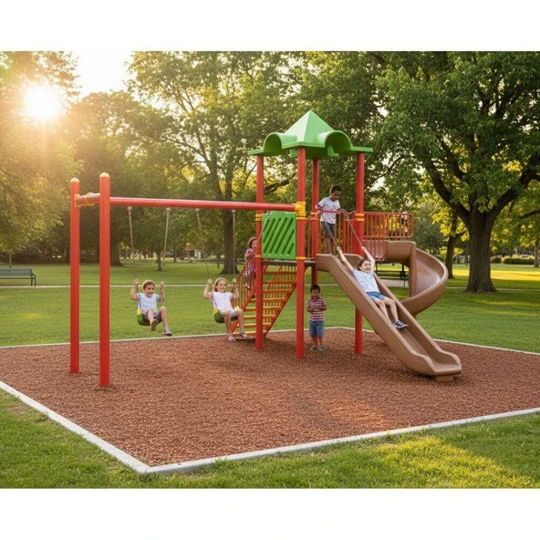 Çocuk Oyun Parkı Bir Kuleli, İki Kaydıraklı 5.5x4.5m - 11