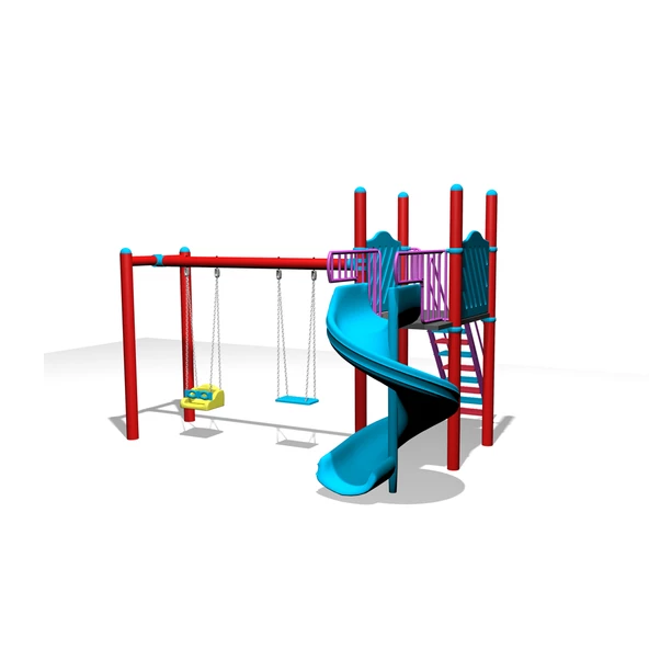 Çocuk Oyun Parkı BOS02S, Tek Kaydıraklı, Salıncak İlaveli