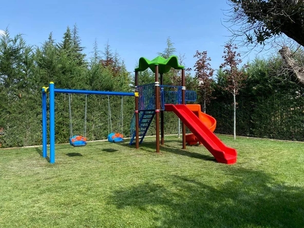 Çocuk Oyun Parkı Bir Kuleli, İki Kaydıraklı 5.5x4.5m - 8