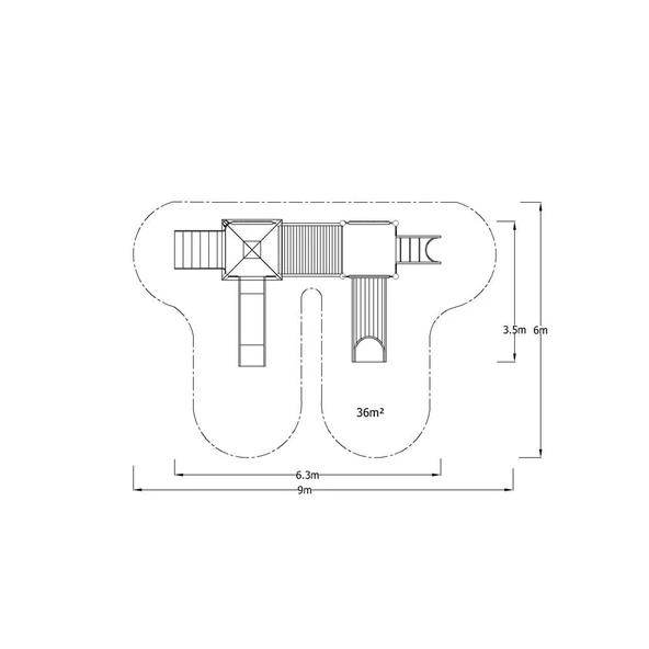 Çocuk Oyun Parkı 6x4m, 2 Kaydıraklı Klasik Model - 4