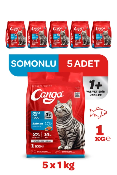 Cango Yetişkin Kedi Maması Somonlu 1 Kg 5'li - 2