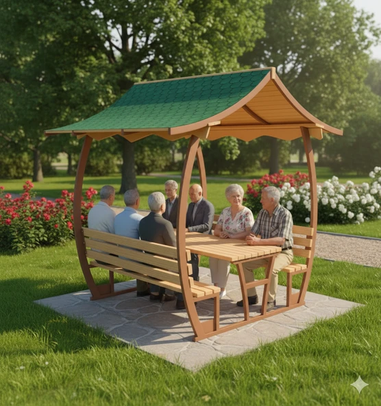 Japon Çatılı Piknik Masası PTB12M, Metal 8 Kişilik ürün görseli 1