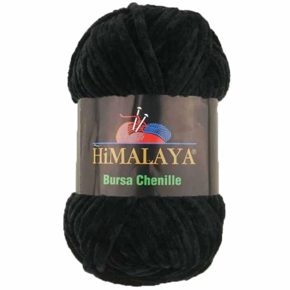Himalaya Bursa Chenille Kadife Örgü İpi ( 100 Gram ) Siyah