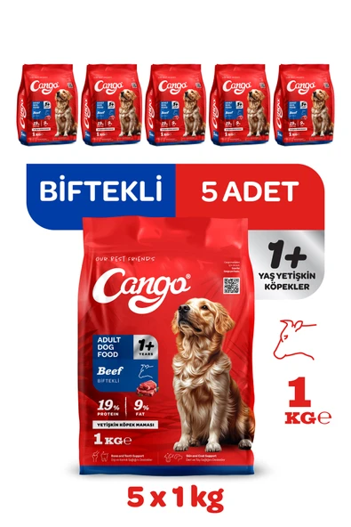 Cango Yetişkin Köpek Maması Etli Biftekli 1 Kg 5'li - 2