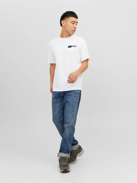 JACK JONES Yazı Detaylı Bisiklet Yaka Erkek Tişört 12233999 - 4