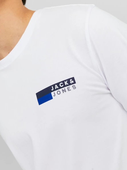 JACK JONES Yazı Detaylı Bisiklet Yaka Erkek Tişört 12233999 - 5