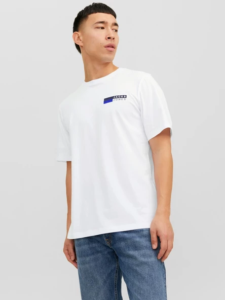 JACK JONES Yazı Detaylı Bisiklet Yaka Erkek Tişört 12233999 - 2