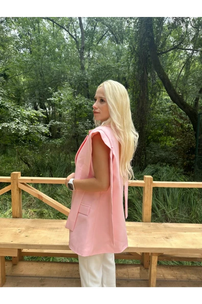 YLK002 Sıfır Kol Seyyar İp Bağlamalı Pembe - 2