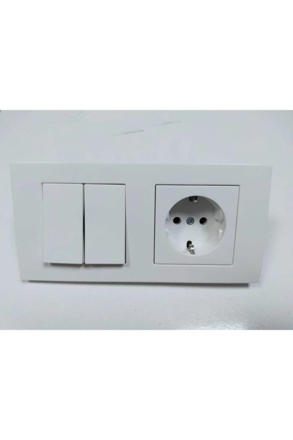 Komütatör + Topraklı Priz Mekanizma + 2li Çerçeve - 1