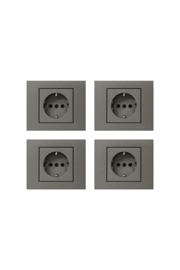 Seldur Grano Antrasit Topraklı Priz + Çerçeve ((4lü Takım)) ürün görseli 1