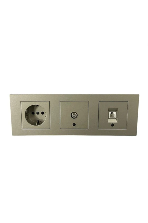 Ovivio Grano Antrasit 3 Lü Set Topraklı Priz +nümeris Telefon Prizi + Tv Uydu Prizi