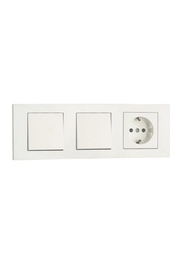OVİVO GRANO BEYAZ ÜÇLÜ SET ANAHTAR+ANAHTAR+TOPRAKLI PRİZ+İÇLÜ ÇERÇEVE