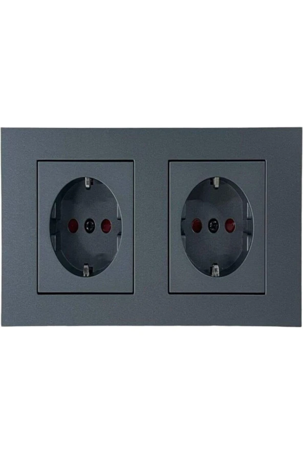 OVİVO GRANO FÜME  TOPRAKLI PRİZ+ TOPRAKLI PRİZ+İKİLİ ÇERÇEVE SET ürün görseli 1