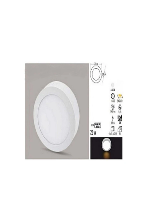 24w Sıva Üstü Led Panel Beyaz Işık Yuvarlak - 2