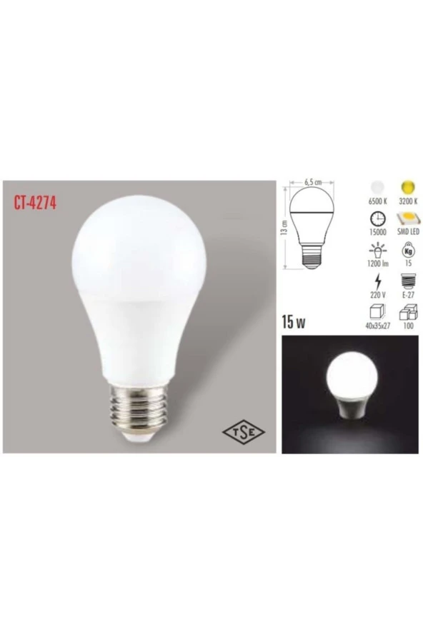 Beyaz Işık 15 Watt Led Ampul (e27) - 2