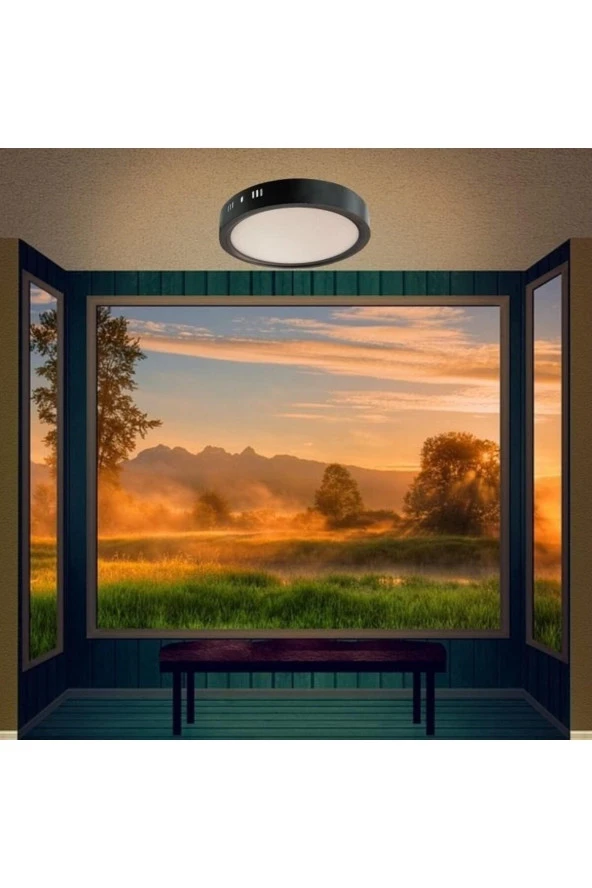 24 W SIVA ÜSTÜ LED ARMATÜR BANYO KİLER OFİS WC LAMBASI SİYAH KASA BEYAZ IŞIK