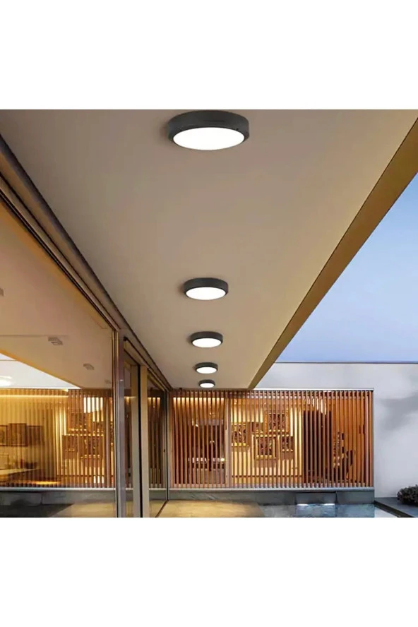 Led Tavan Ofis Lambası 24 W Yuvarlak Armatür Sıva Üstü Siyah Kasa Beyaz Işık Avize 6500K 220V - 3