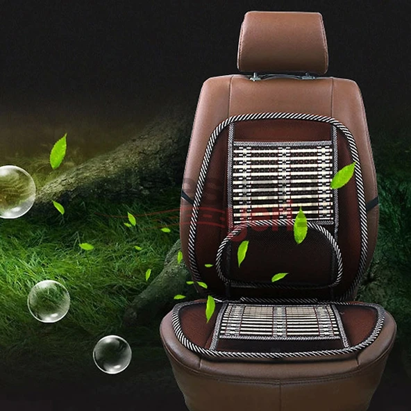 Ahşap Bambu Fileli Bel Destekli Terletmez Koltuk Minderi Tekli - 4