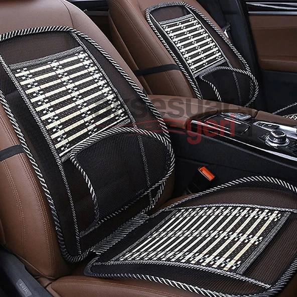 Ahşap Bambu Fileli Bel Destekli Terletmez Koltuk Minderi Tekli