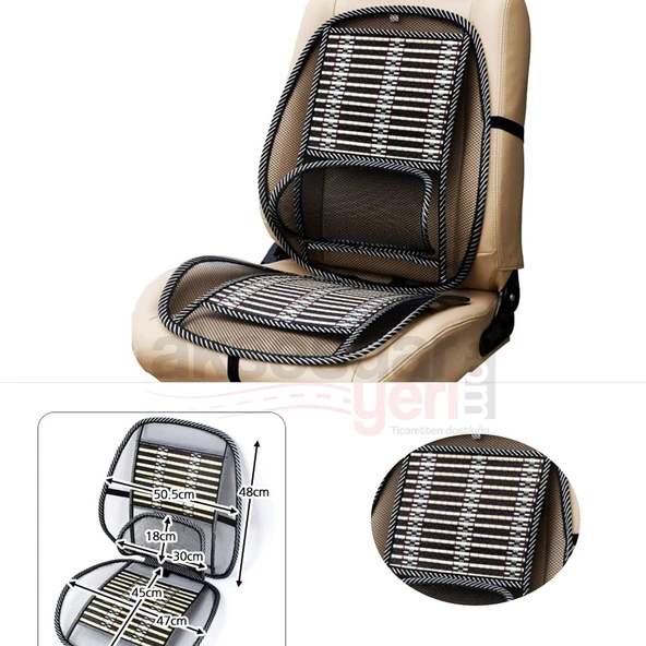 Ahşap Bambu Fileli Bel Destekli Terletmez Koltuk Minderi Tekli - 3