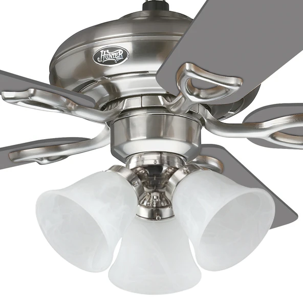 Hunter Fan - Seville Fırçalanmış Nikel - 112 Cm. 3 lü Aydınlatmalı Tavan Vantilatörü - 4