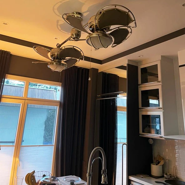 Oğuzhan - Twin Star Fırçalanmış Nikel - 76 Cm. Aydınlatmalı ve Uzaktan Kumandalı Tavan Vantilatörü - 6