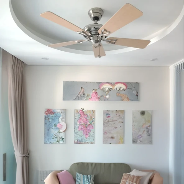 Hunter Fan - Seville Fırçalanmış Nikel - 112 Cm. Aydınlatmalı Tavan Vantilatörü - Resim 5