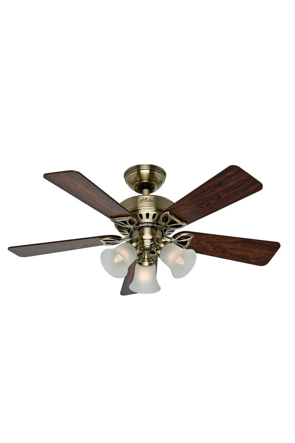 Hunter Fan - Beacon Hill Antik Pirinç - 107 Cm. Aydınlatmalı Tavan Vantilatörü