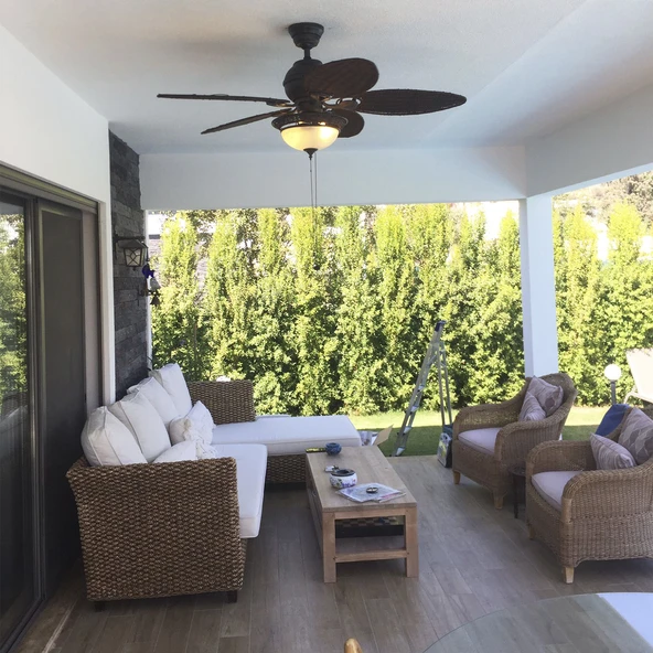 Hunter Fan - Caribbean Breeze - 137 Cm. Hasır Kanatlı Aydınlatmalı Tavan Vantilatörü - 5