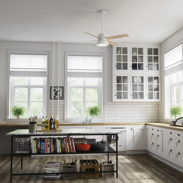 Hunter Fan - Loki Taze Beyaz - 132 Cm. Aydınlatmalı ve Uzaktan Kumandalı Tavan Vantilatörü - Resim 8