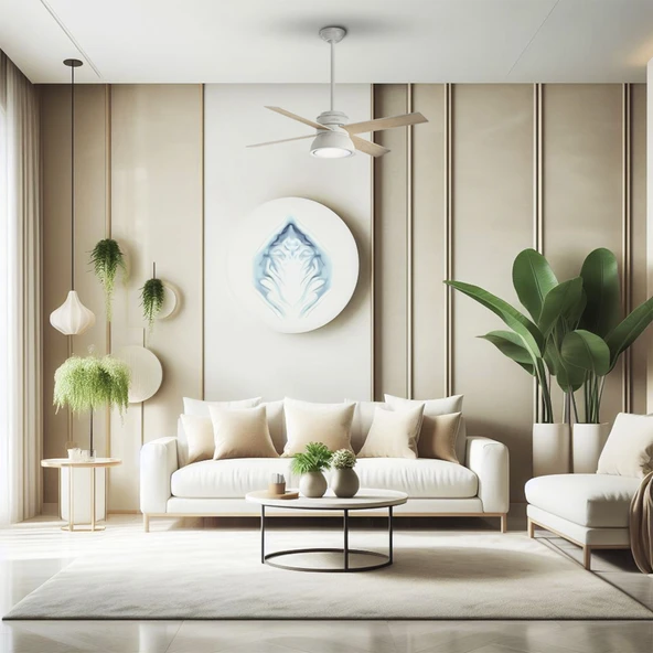 Hunter Fan - Loki Taze Beyaz - 132 Cm. Aydınlatmalı ve Uzaktan Kumandalı Tavan Vantilatörü - Resim 7