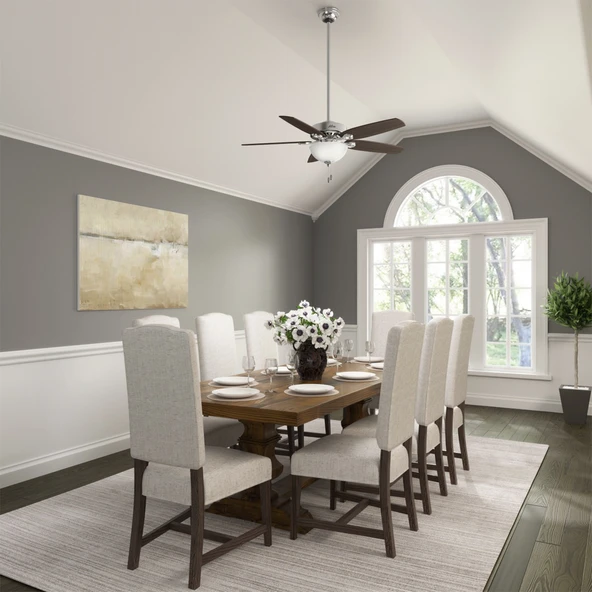 Hunter Fan - Builders Deluxe Fırçalanmış Nikel - 132 Cm. Aydınlatmalı Tavan Vantilatörü - 4