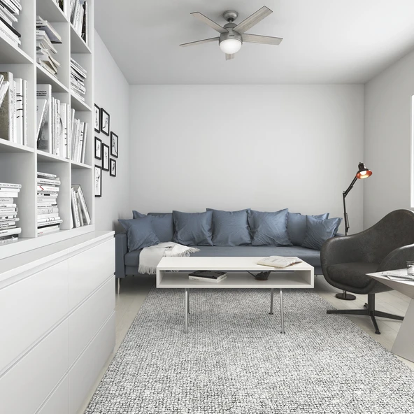 Hunter Fan - Stile Mat Gümüş - 117 Cm. Aydınlatmalı ve Uzaktan Kumandalı Tavan Vantilatörü - 7