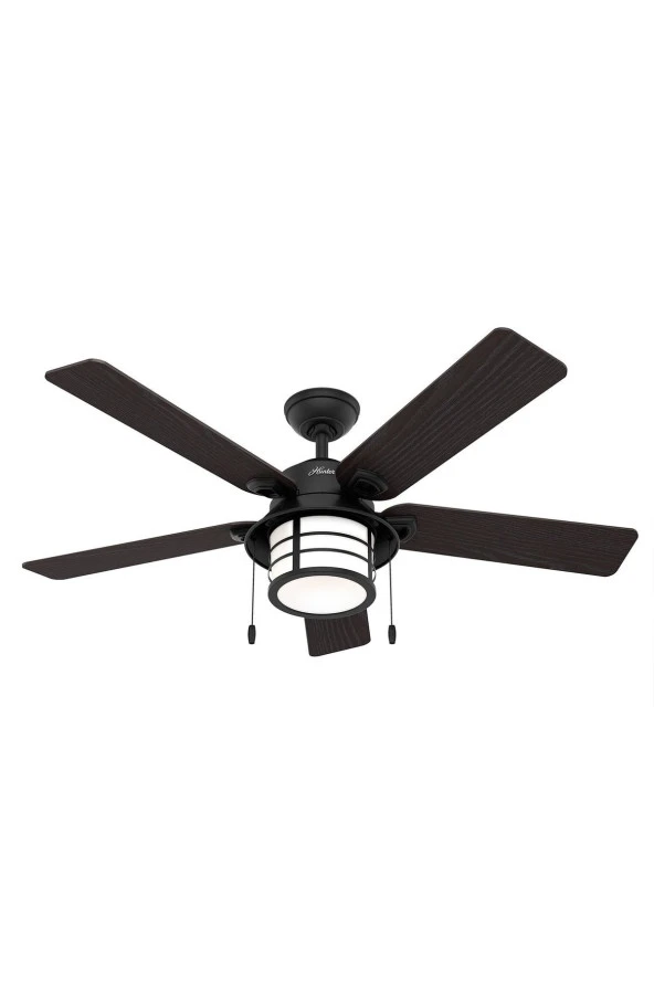Hunter Fan - Santorini Doğal Demir - 132 Cm. Aydınlatmalı Dış Mekan Tavan Vantilatörü