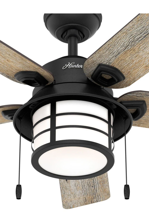 Hunter Fan - Santorini Doğal Demir - 132 Cm. Aydınlatmalı Dış Mekan Tavan Vantilatörü - 4