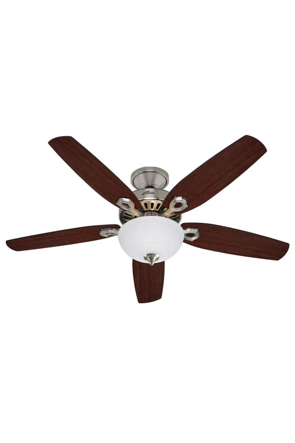 Hunter Fan - Builders Deluxe Fırçalanmış Nikel - 132 Cm. Aydınlatmalı Tavan Vantilatörü