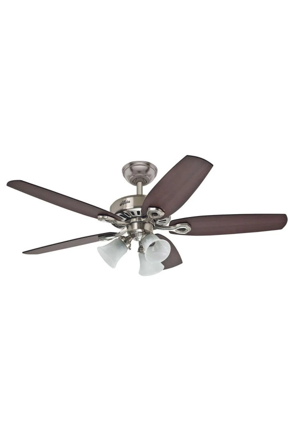 Hunter Fan - Builders Plus Fırçalanmış Nikel - 132 Cm. Aydınlatmalı Tavan Vantilatörü